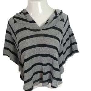 INC Gray Cropped Striped Dolman Hooded Lightweight Sweater Women's Size Small